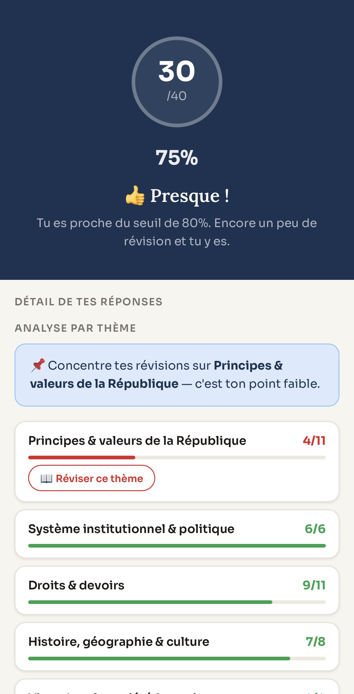 Feedback personnalisé